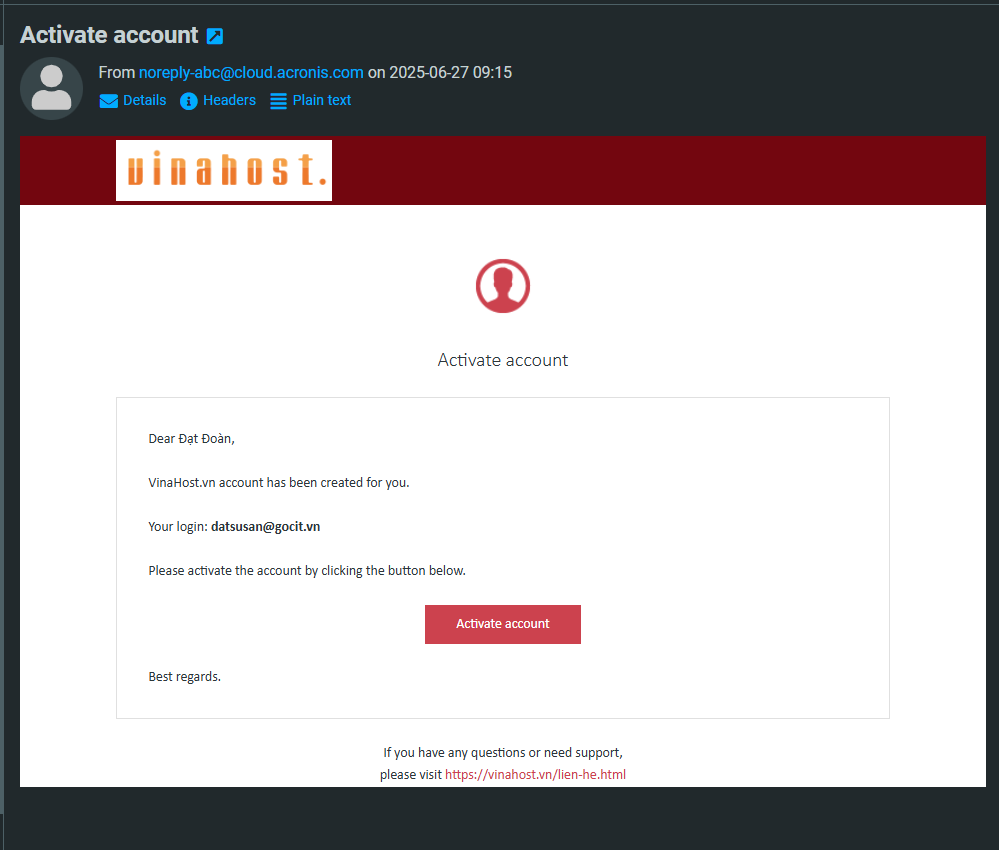 Giao diện tải Acronis Backup Agent